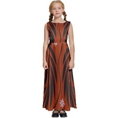 Folk Flowers Print Floral Pattern Ethnic Art Kids  Satin Sleeveless Maxi Dress