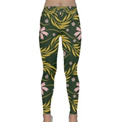 Folk Flowers Print Floral Pattern Ethnic Art Classic Yoga Leggings by Eskimos