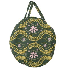 Folk Flowers Print Floral Pattern Ethnic Art Giant Round Zipper Tote by Eskimos