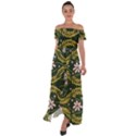 Folk flowers print Floral pattern Ethnic art Off Shoulder Open Front Chiffon Dress View1