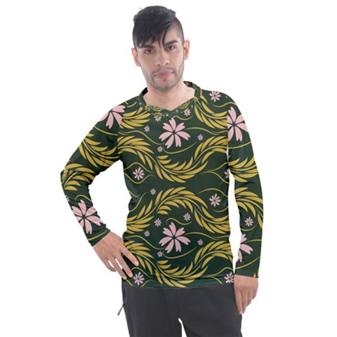 Folk Flowers Print Floral Pattern Ethnic Art Men s Pique Long Sleeve Tee by Eskimos