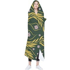 Folk Flowers Print Floral Pattern Ethnic Art Wearable Blanket by Eskimos