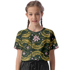 Folk Flowers Print Floral Pattern Ethnic Art Kids  Basic Tee