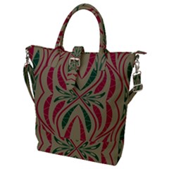 Folk Flowers Print Floral Pattern Ethnic Art Buckle Top Tote Bag by Eskimos