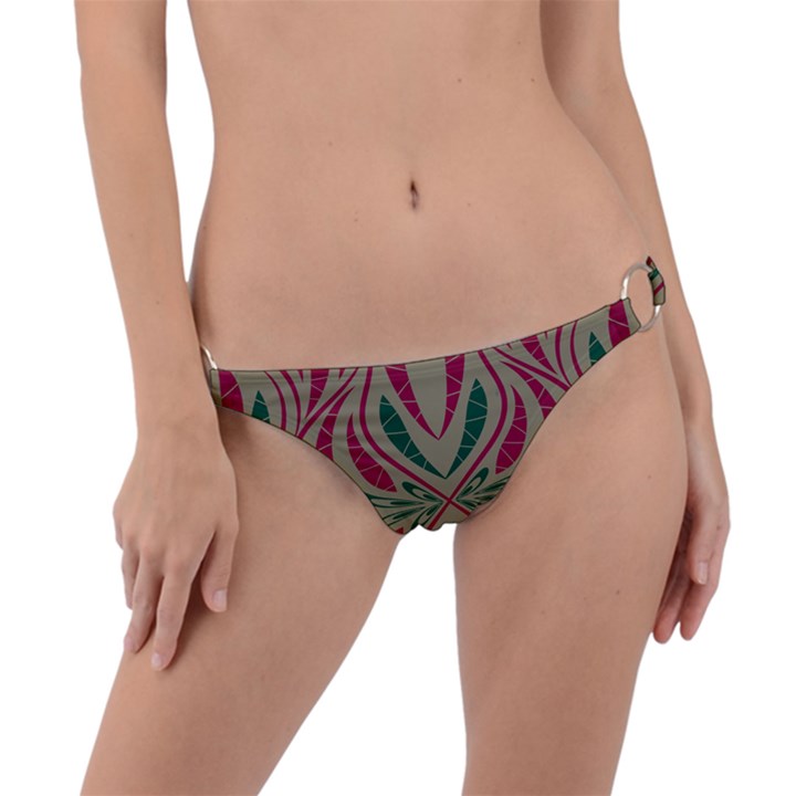 Folk flowers print Floral pattern Ethnic art Ring Detail Bikini Bottom