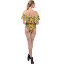 Folk flowers print Floral pattern Ethnic art Off Shoulder Velour Bodysuit  View2