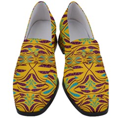 Folk Flowers Print Floral Pattern Ethnic Art Women s Chunky Heel Loafers by Eskimos