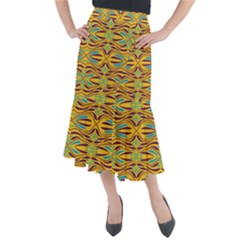 Folk Flowers Print Floral Pattern Ethnic Art Midi Mermaid Skirt by Eskimos