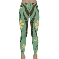 Folk Flowers Print Floral Pattern Ethnic Art Classic Yoga Leggings by Eskimos