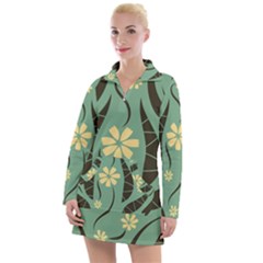 Folk Flowers Print Floral Pattern Ethnic Art Women s Long Sleeve Casual Dress by Eskimos