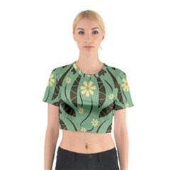 Folk Flowers Print Floral Pattern Ethnic Art Cotton Crop Top by Eskimos