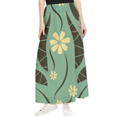 Folk Flowers Print Floral Pattern Ethnic Art Maxi Chiffon Skirt by Eskimos