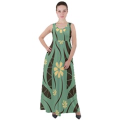 Folk Flowers Print Floral Pattern Ethnic Art Empire Waist Velour Maxi Dress by Eskimos