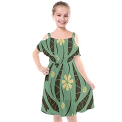 Folk Flowers Print Floral Pattern Ethnic Art Kids  Cut Out Shoulders Chiffon Dress by Eskimos