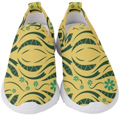 Folk Flowers Print Floral Pattern Ethnic Art Kids  Slip On Sneakers by Eskimos