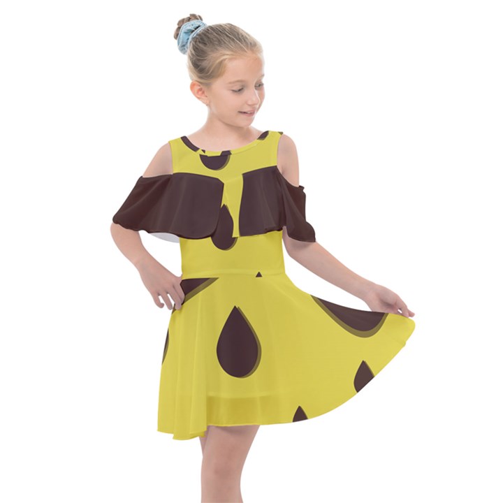 chocolate yellow cake banana Chocolate Yellow Cake Banana Kids  Shoulder Cutout Chiffon Dress