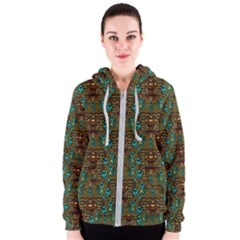 Artworks Pattern Leather Lady In Gold And Flowers Women s Zipper Hoodie