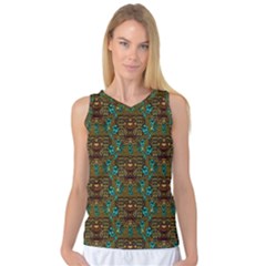 Artworks Pattern Leather Lady In Gold And Flowers Women s Basketball Tank Top by pepitasart