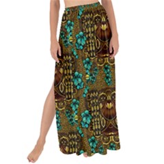 Artworks Pattern Leather Lady In Gold And Flowers Maxi Chiffon Tie-up Sarong by pepitasart