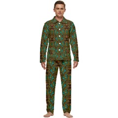 Artworks Pattern Leather Lady In Gold And Flowers Men s Long Sleeve Velvet Pocket Pajamas Set