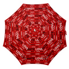 Love And Hate Typographic Design Pattern Straight Umbrellas by dflcprintsclothing