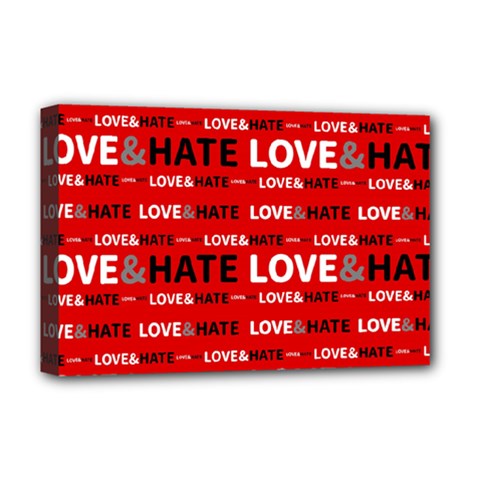 Love And Hate Typographic Design Pattern Deluxe Canvas 18  X 12  (stretched) by dflcprintsclothing