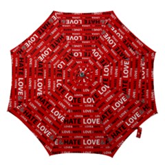 Love And Hate Typographic Design Pattern Hook Handle Umbrellas (large) by dflcprintsclothing