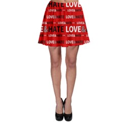 Love And Hate Typographic Design Pattern Skater Skirt by dflcprintsclothing