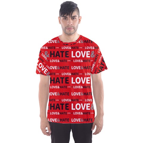 Love And Hate Typographic Design Pattern Men s Sport Mesh Tee by dflcprintsclothing