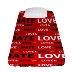 Love And Hate Typographic Design Pattern Fitted Sheet (single Size) by dflcprintsclothing