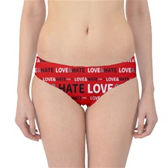 Love And Hate Typographic Design Pattern Hipster Bikini Bottoms by dflcprintsclothing