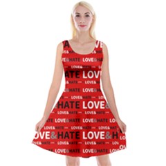 Love And Hate Typographic Design Pattern Reversible Velvet Sleeveless Dress