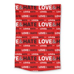 Love And Hate Typographic Design Pattern Large Tapestry