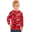 Love And Hate Typographic Design Pattern Kids  Hooded Pullover View1