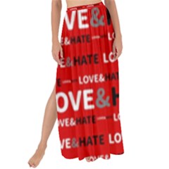 Love And Hate Typographic Design Pattern Maxi Chiffon Tie-up Sarong by dflcprintsclothing