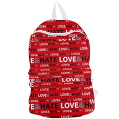 Love And Hate Typographic Design Pattern Foldable Lightweight Backpack