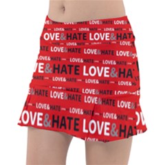 Love And Hate Typographic Design Pattern Classic Tennis Skirt by dflcprintsclothing