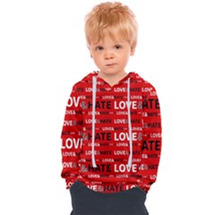 Love And Hate Typographic Design Pattern Kids  Overhead Hoodie