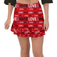 Love And Hate Typographic Design Pattern Fishtail Mini Chiffon Skirt by dflcprintsclothing