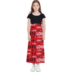 Love And Hate Typographic Design Pattern Kids  Flared Maxi Skirt by dflcprintsclothing