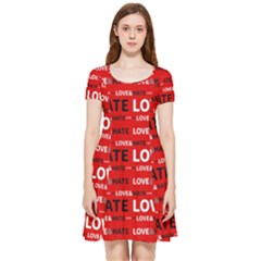 Love And Hate Typographic Design Pattern Inside Out Cap Sleeve Dress by dflcprintsclothing