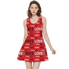 Love And Hate Typographic Design Pattern Inside Out Reversible Sleeveless Dress by dflcprintsclothing