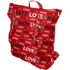 Love And Hate Typographic Design Pattern Buckle Up Backpack