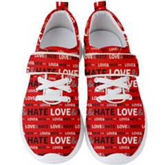 Love And Hate Typographic Design Pattern Men s Velcro Strap Shoes