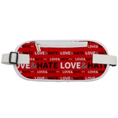 Love And Hate Typographic Design Pattern Rounded Waist Pouch by dflcprintsclothing