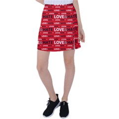 Love And Hate Typographic Design Pattern Tennis Skirt by dflcprintsclothing