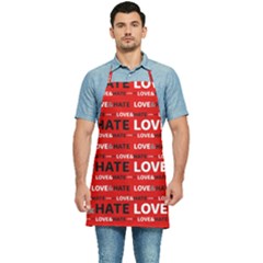 Love And Hate Typographic Design Pattern Kitchen Apron by dflcprintsclothing