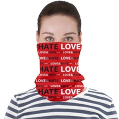 Love And Hate Typographic Design Pattern Face Seamless Bandana (adult) by dflcprintsclothing