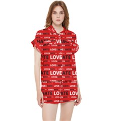 Love And Hate Typographic Design Pattern Chiffon Lounge Set by dflcprintsclothing