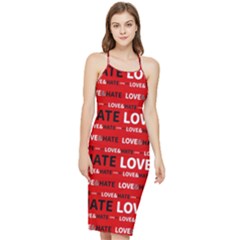 Love And Hate Typographic Design Pattern Bodycon Cross Back Summer Dress by dflcprintsclothing